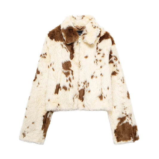 Teddy Jacke Leo Print Damen
