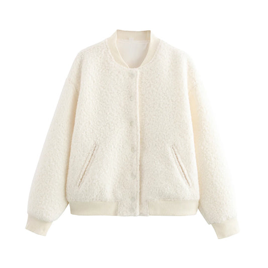 Teddy Jacke mit Knöpfen