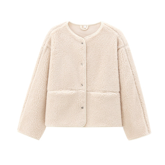 Teddyfell Jacke Damen Beige