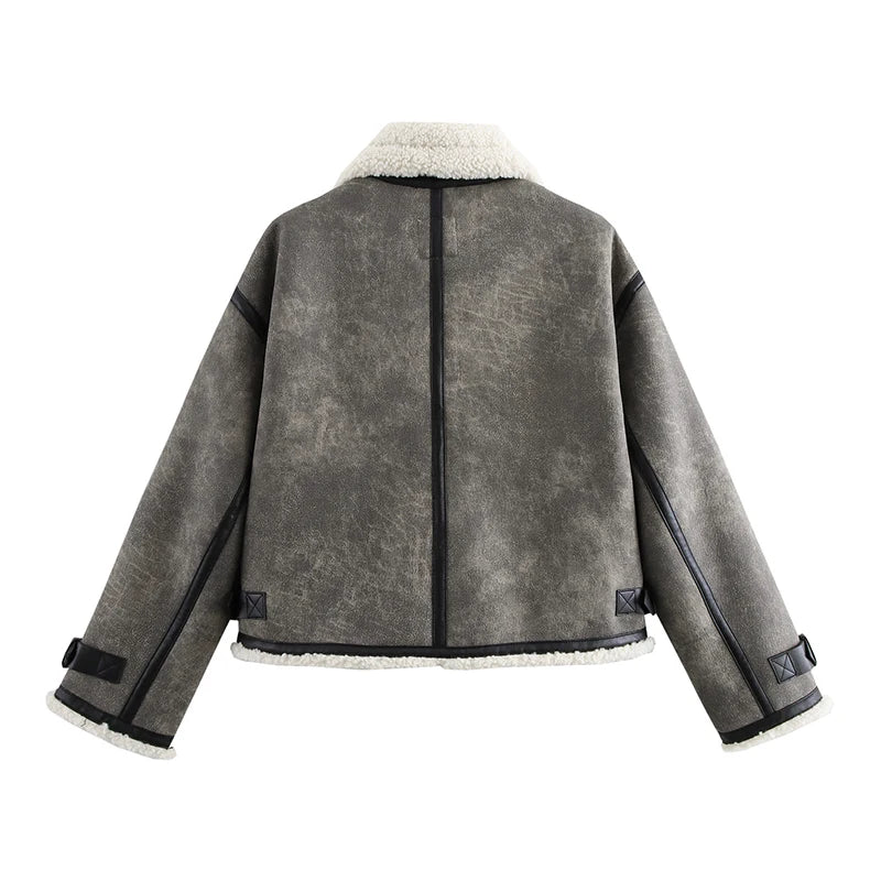 Graue Teddy Jacke Damen