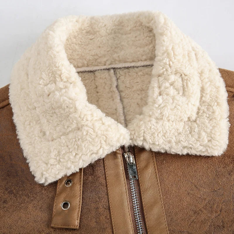 Leder Teddy Jacke