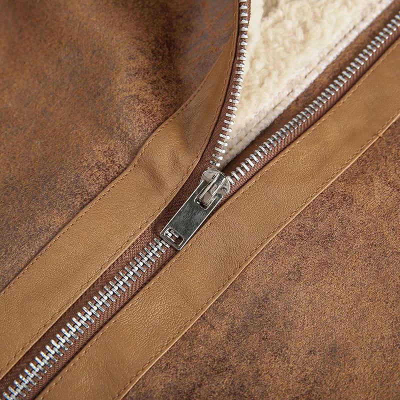 Leder Teddy Jacke