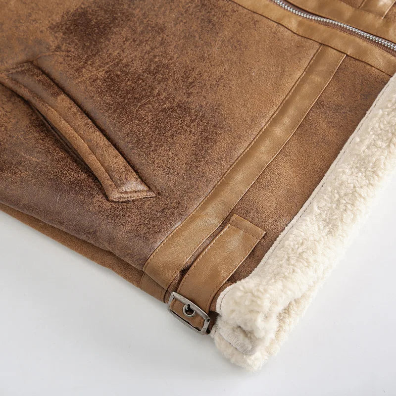Leder Teddy Jacke