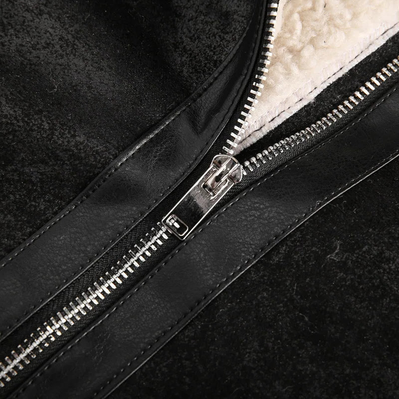 Leder Teddy Jacke