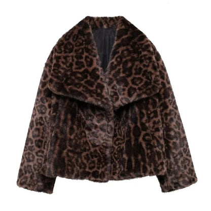 Teddy Jacke Damen Leopard
