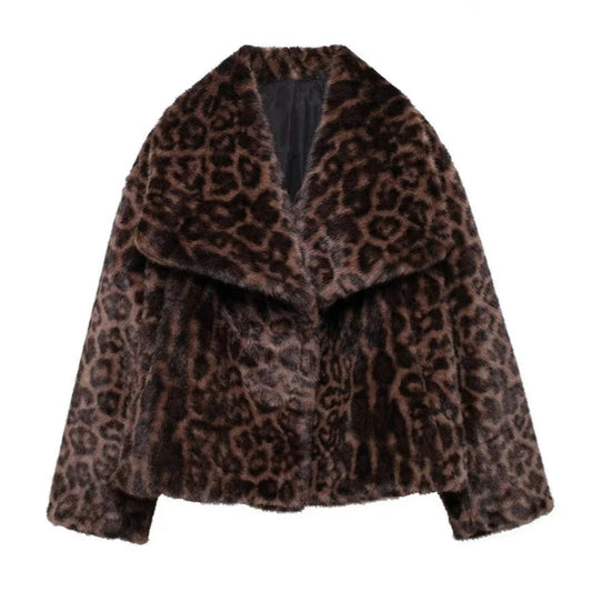Teddy Jacke Damen Leopard