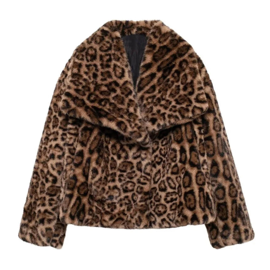 Teddy Jacke Damen Leopard