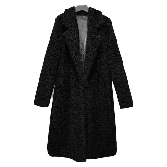 Teddy Jacke Damen Schwarz Lang