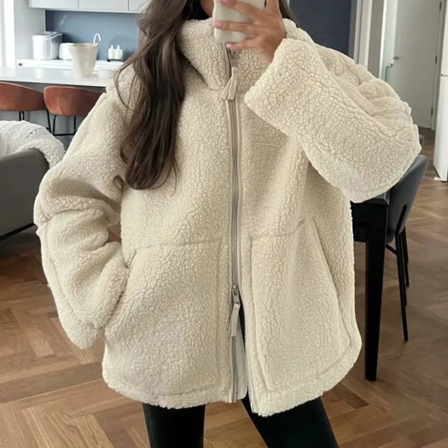 Teddy Jacke mit Reißverschluss