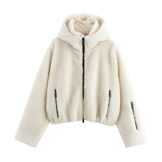 Teddyfell Jacke Damen Weiß