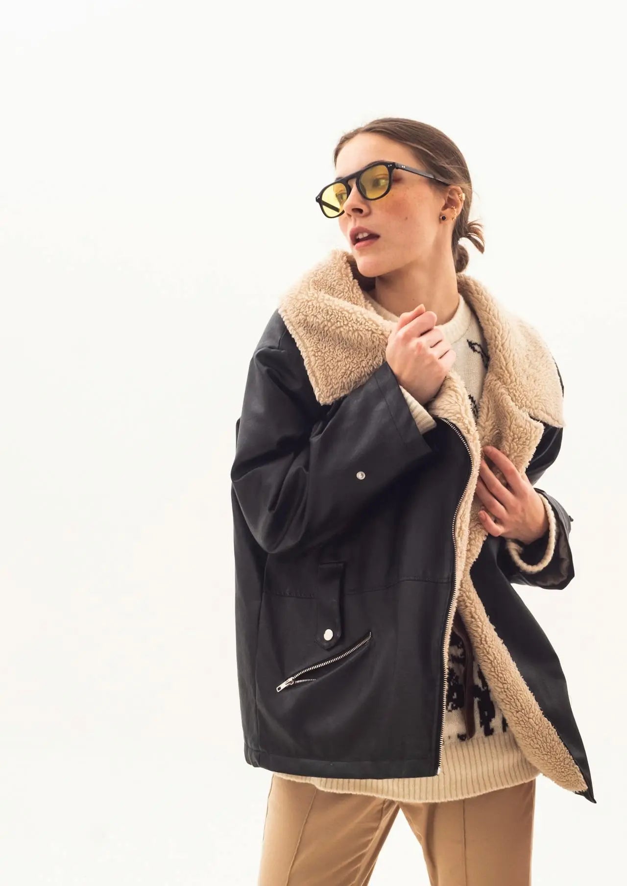 teddy jacke damen leder